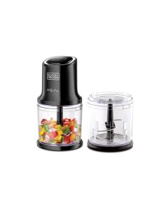 Black+Decker Multifunctional Vertical Chopper With Extra Bowl 500ml, Pulse Speed Function, Durable Stainless Steel 4-Blade, Compact Design - Black - FC500J-B5