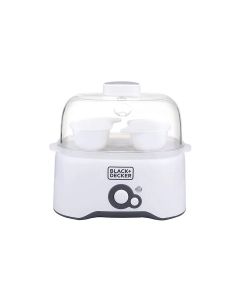 Black+Decker Egg Cooker 280W, Cooking Rack, 2 Poaching Trays, Auto Shutoff Protection, Transparent Lid - White - EG200-B5
