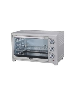 ALM Electric Oven 2000W 45L, Adjustable Temperature Control, 4 Stainless Steel Heating Elements, Rotisserie Function - Silver - ALM-EO45L
