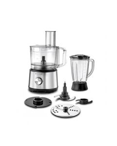 Black+Decker Multifunctional Food Processor 800W, 24 Functions, 2 Speeds + Pulse, Stainless Steel Blades - Black/Silver - FX825-B5