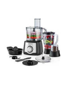 Black+Decker Food Processor With Blender And Grinder 600W, 29 Functions, Stainless Steel Blade, 2 Speeds + Pulse - Black/Silver - FX650-B5