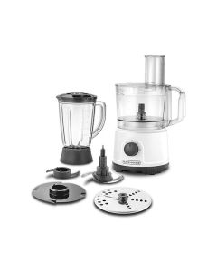 Black+Decker Multifunction Food Processor 800W, 24 Functions, 2-Speed Control With Pulse, Stainless Steel Blades - White - FX822-B5
