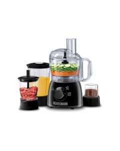 Black+Decker Kitchen Robot Deluxe Food Processor With Blender, Mincer And Grinder 400W, 2 Speeds + Pulse, Stainless Steel Blade - Black - KR43-B5