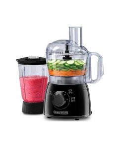 Black+Decker Food Processor With Blender Jar 400W, Stainless Steel Chopping Blade, Ice Crushing Capability, 2 Speeds + Pulse - Black - FX400B-B5
