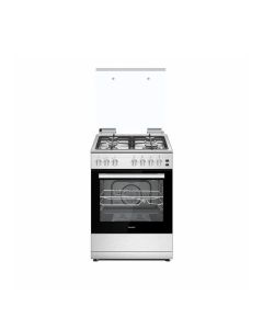 Sharp Stainless Steel Gas Cooker 4 Burners 60x60cm, Double Glass Oven Door, Auto Ignition, Scratch-Resistant Finish - Silver - GN-SS6060H-SS3