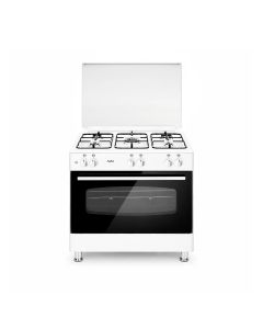 ALM 5-Burner Free Standing Gas Cooker 90x60cm, Front Control Panel, Glass Lid Cover, Durable Design - Silver/Black - ALM-9060GWO
