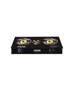 ALM Countertop 2-Burner Gas Stove, Black Glass Surface, Instant Ignition, Efficient Burners, Low Gas Consumption, Durable Construction - Black - ALM-GS8112G