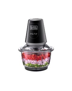 Black+Decker Vertical Chopper With Glass Bowl 400W, Compact Sleek Design, Pulse Speed Control, Ice Crushing Capability - Black - GC400-B5