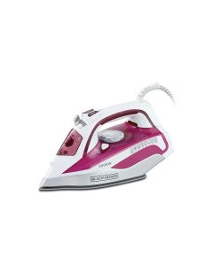 Black+Decker Steam Iron 2400W, Ceramic Soleplate, 2m Power Cord, Up To 90g/min Steam Boost - Pink/White - X2400-B5