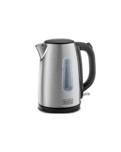 Black+Decker Stainless Steel Electric Kettle 2200W 1.7L, Overheat Protection, Water Level Indicator, Ergonomic Handle - Silver/Black - JC450-B5