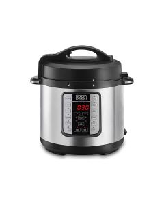 Black+Decker Digital Pressure Cooker 1000W, 6L Capacity, LED Display, Modern Design - Black/Silver - PCP1000-B5