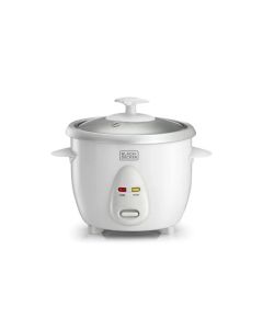Black+Decker Rice Cooker 350W, 0.6L Capacity, Removable Non-Stick Bowl, Steaming Tray, Water Level Indicator - White - RC650-B5