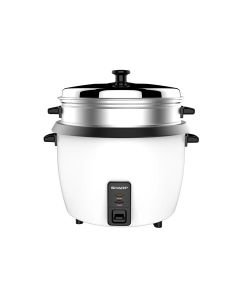 Sharp Rice Cooker 700W, 1.8L Capacity, Food Steamer, Non-Stick Inner Pot, Tempered Glass Lid - White - KS-H188G-W3