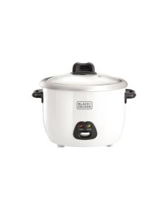 Black+Decker Non-Stick Rice Cooker 700W, 1.8L Capacity, Glass Lid, Durable Build, Cool-Touch Handle - White - RC1850-B5