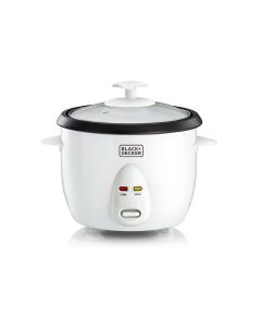Black+Decker Rice Cooker 400W, 1L Capacity, Non-Stick Bowl, Glass Lid, Steaming Tray, Auto Warm - White - RC1050-B5