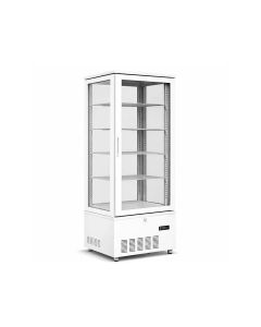 ALM Upright Showcase Cooler 258L, 4-Side Glass Door, No Frost Cooling System, Reliable Cooling Performance - White - ALM-4GDF258