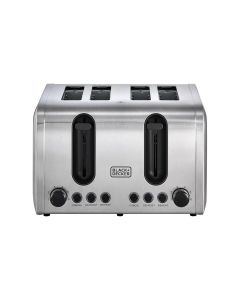 Black+Decker 4-Slice Stainless Steel Toaster 2100W, Extra-Wide Slots, Dual Browning Control, Removable Crumb Tray - Silver - ET444-B5
