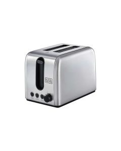 Black+Decker 2-Slice Stainless Steel Toaster 1050W, Extra-Wide Slots, Dual Browning Control, Removable Crumb Tray - Silver - ET244-B5