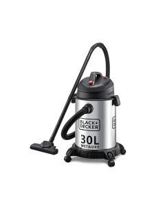 Black+Decker Wet And Dry Drum Vacuum Cleaner 1400W 30L, HEPA Filter System, Blower Function, Dual Functionality - Silver/Black - WV1450-B5