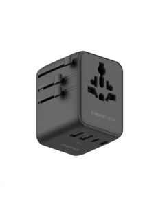 MOMAX 1-World 45W 5-Port Dual AC Travel Adapter, Universal Plug Design, USB-C Fast Charging Hub | Black - UA31D