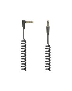 Hama Flexi-Slim Spiral Audio Cable 1.5m 3.5mm 90° Stereo Jack Plug to Plug, Tangle-Free Flexible Design | Black - 205114