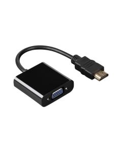 Hama HDMI Converter for VGA & Audio HDMI to VGA Adapter, 3.5mm Audio Output, Full HD 1080p Support | Black - 54569
