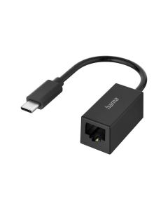 Hama USB-C Network Adapter Gigabit Ethernet LAN Socket, High-Speed Wired Internet, Plug & Play Connectivity | Black - 200322