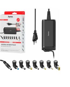 Hama Universal Notebook Power Supply Unit 15-19V 90W Adjustable Output, Multiple Laptop Connectors, Overload Protection | Black - 200003