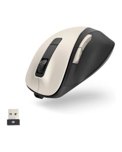 Hama MW-500 Recharge Optical Wireless Mouse Ergonomic 6-Button Design, Rechargeable Battery, Adjustable DPI | Creme White - 173036