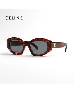 Celine Women CL40238U Cat-Eye Sunglasses - Bold Acetate Frame, Brown Gradient UV Protection Lenses, Luxury French Designer Eyewear | Tortoise/Brown - 192337121333