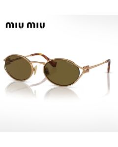 Miu Miu 52YS Oval Sunglasses - Slim Metal Frame, Solid UV Protection Lenses, Luxury Fashion Designer Eyewear | 8056597886932