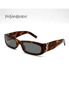 Saint Laurent Women SL M153/F Cat-Eye Sunglasses - Recycled Acetate Full Rim Frame, Bio Nylon Category 3 UV Lenses | Tortoise/Grey - 889652606279