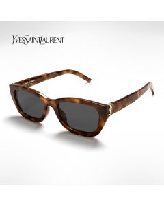 Saint Laurent Women SL M153 Cat-Eye Sunglasses - Recycled Acetate Frame, Bio Nylon UV Protection Lenses, Full Rim Designer Eyewear | Tortoise/Grey - 889652606279