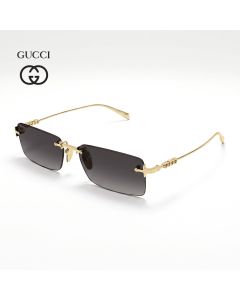 Gucci GG1941S Rectangular Sunglasses – Sleek Acetate Frame, Grey UV Protection Lenses, Luxury Italian Designer Eyewear | Gold/Grey - 889652569581