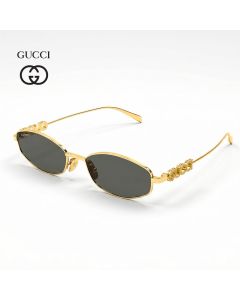 Gucci GG1802S Round Sunglasses - Lightweight Metal Frame, Retro-Inspired Design, Grey UV Protection Lenses | Gold/Grey - 889652528298