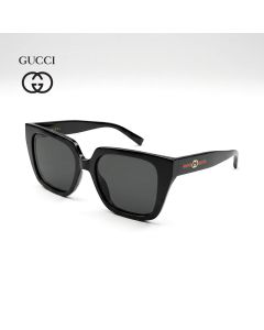 Gucci Women GG2102S Butterfly Sunglasses - Injected Designer Frame, Grey Nylon UV Protection Lenses, Elegant Fashion Eyewear | Black/Grey - 889652624730