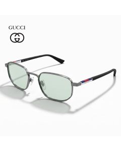 Gucci Men GG2093S Rectangular Sunglasses - Full Rim Metal Frame, Fashion Designer Eyewear, Blue UV Protection Lenses | Ruthenium Black/Blue - 889652627687