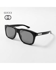 Gucci Men GG2077S Rectangle Sunglasses - Bold Acetate Frame, Solid UV Protection Lenses, Luxury Italian Designer Eyewear | Black/Grey - 889652625096