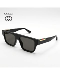 Gucci Men GG1960S Square Sunglasses - Recycled Acetate Full-Rim Frame, Grey UV Protection Lenses, Luxury Designer Eyewear | Black/Grey - 889652568607