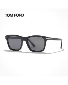 Tom Ford FT1179 Square Sunglasses - Bold Acetate Frame, Smoke UV Protection Lenses, Signature T Temple Detail | Shiny Black/Smoke - 889214548993