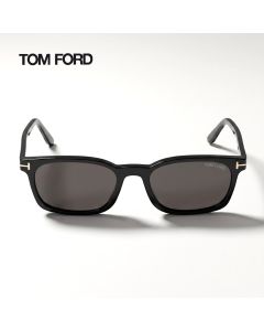 Tom Ford FT1300 Square Sunglasses – Shiny Acetate Frame, Smoke UV Protection Lenses, Signature T Temple Detail | 889214625557