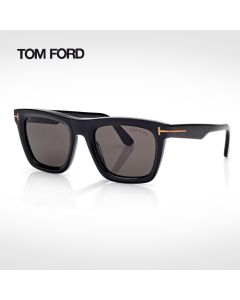 Tom Ford FT1216 Haylay Sunglasses - Soft Square Acetate Frame, Smoke UV Protection Lenses, Signature T Temple Detail | Shiny Black/Grey- 889214558701