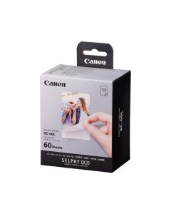 Canon XC-60L Sticky Back Photo Paper for SELPHY QX20, 60 Sheets, Card Size Labels, Water & Scratch Resistant, Instant-Dry Prints | White - 4549292238495