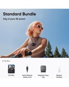 Insta360 GO Ultra Standard Bundle Action Camera, 4K HDR Video, 72MP Photos, AI-Powered Editing, Waterproof Design & Hands-Free POV Capture | Midnight Black - 6977644761045