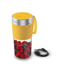 Moulinex Lightmix Portable Blender 300ml, Dishwasher Safe Jar, Powerful Battery, Incredible Results In Just 40 Seconds - Yellow - LM1C0210