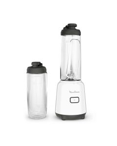 Moulinex Mix & Move Mini Blender 600ml, 2 Jar, 300W Powerful Motor, Smooth Blending, Space Saving Storage - White - LM15F127