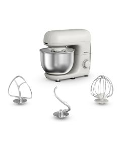Moulinex Bake Essential Kitchen Machine 800W 4.8L, Large Capacity Bowl, Efficient Planetary Mixing, Multiple Speed Options - White - QA160127