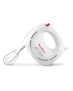 Moulinex Hand Mixer 200W, 2 Speed Setting, 2 Stainless Steel Whisks, Provides Quick Start And Stop Control, Designed For Mixing - White - HM250127