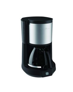 Moulinex Subito Black Filter Coffee Maker 1000W, Capacity 1.25L, Anti-drip System, Full Transparent Water Tank - Silver/Black - FG370827