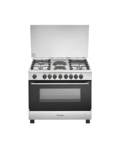 Bompani 4 Burner Cooking Range 90x60cm, Stainless Steel, Removable Tempered Glass Lid, Multifunction Electric Oven And Grill - Silver/Black - BO683MK/L